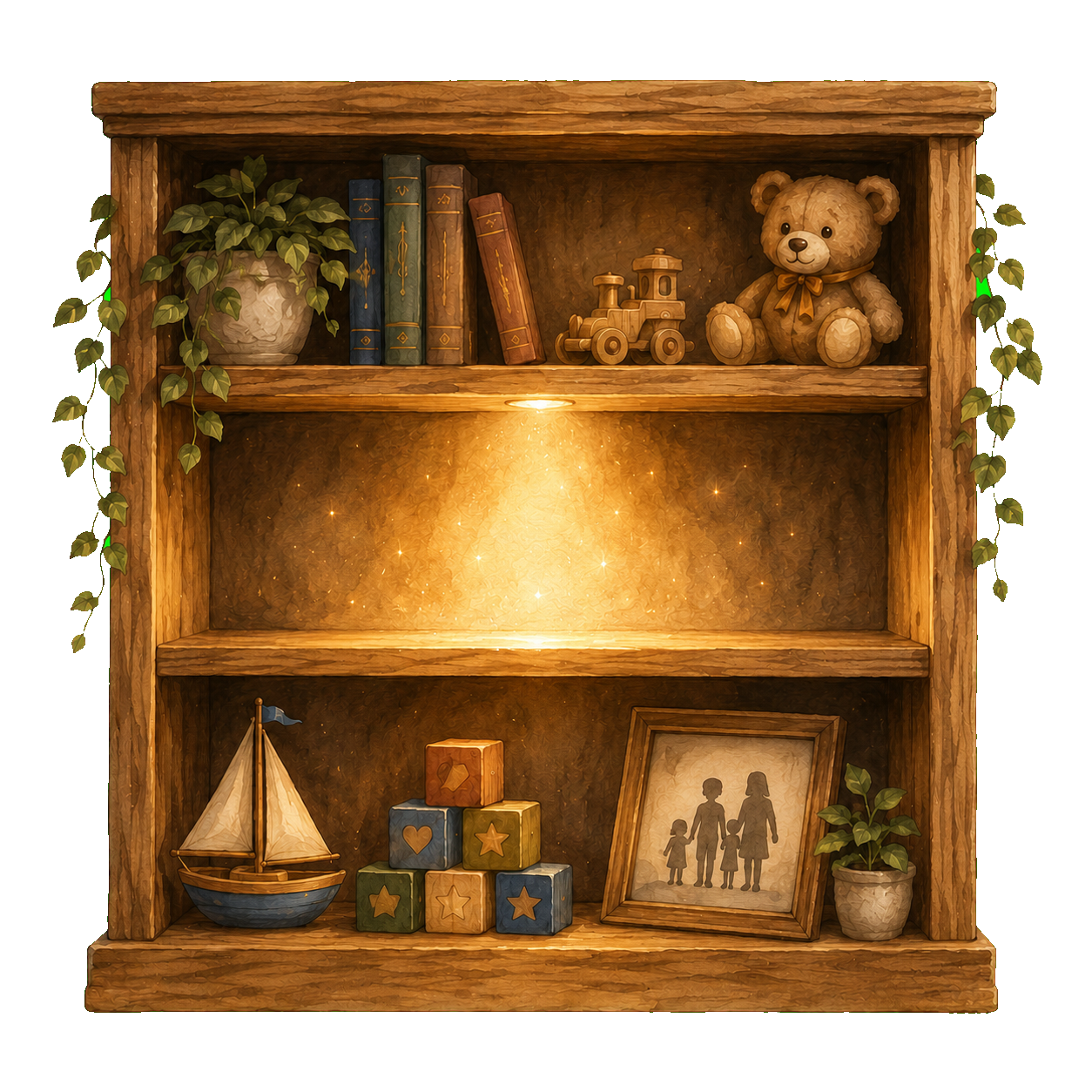 A beautiful bookshelf waiting for a family's stories